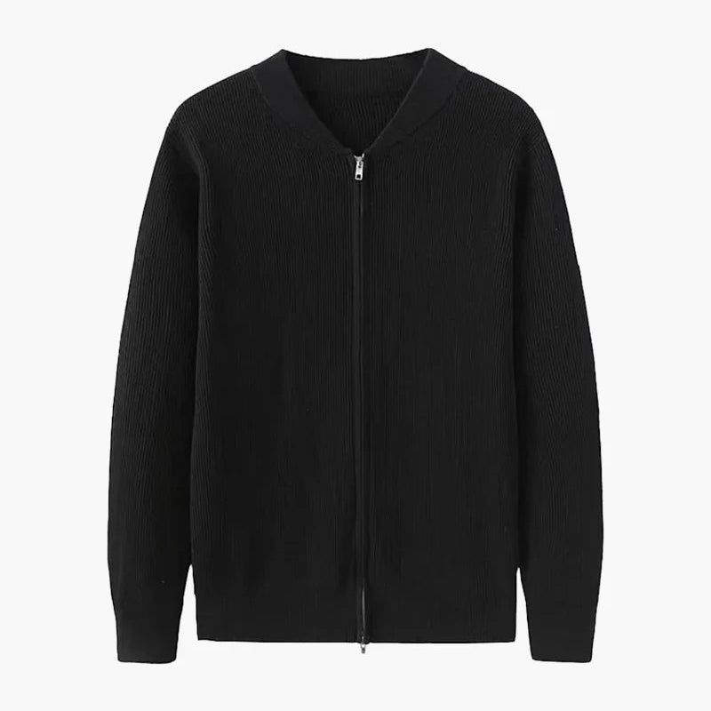 Men’s Ribbed Zip Cardigan – Full Zip Knitted Sweater