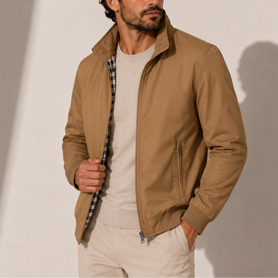 Men’s Bomber Jacket – Stand Collar Lightweight Casual Zip-Up
