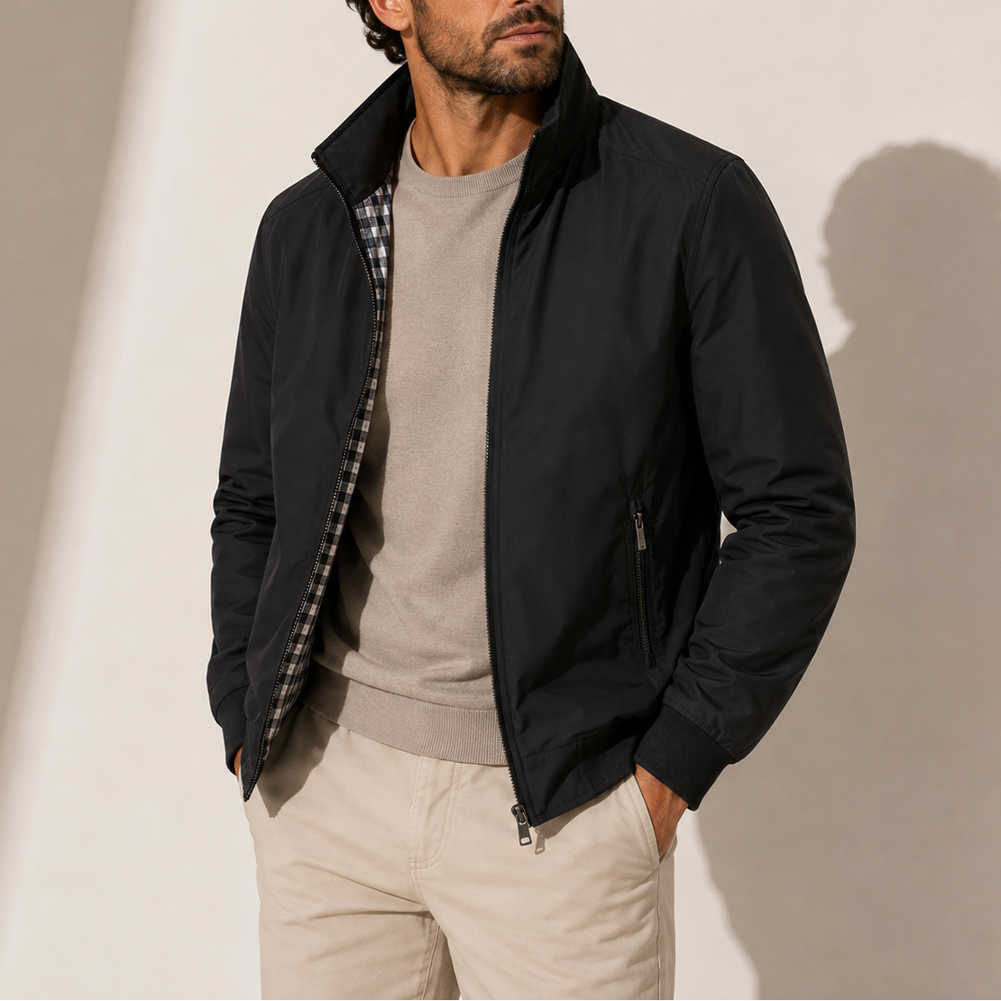 Men’s Bomber Jacket – Stand Collar Lightweight Casual Zip-Up