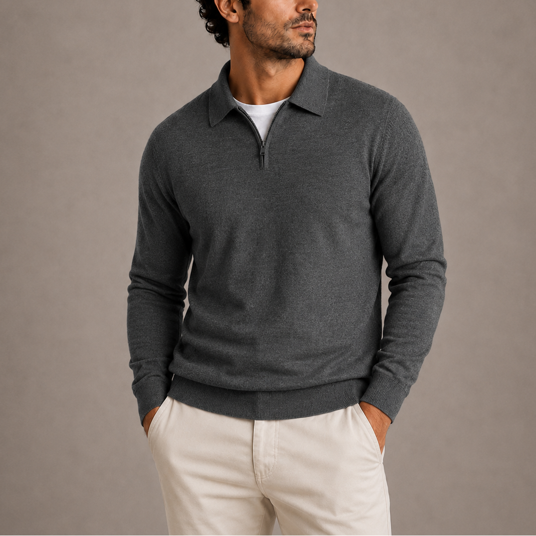Men’s Quarter-Zip Polo Knit Sweater