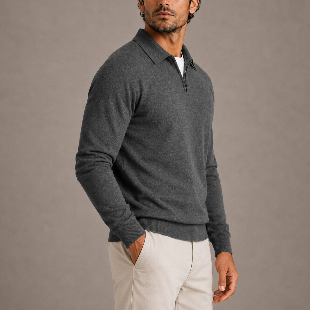 Men’s Quarter-Zip Polo Knit Sweater