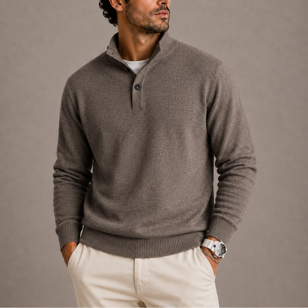Men’s Long Sleeve Knit Polo Sweater