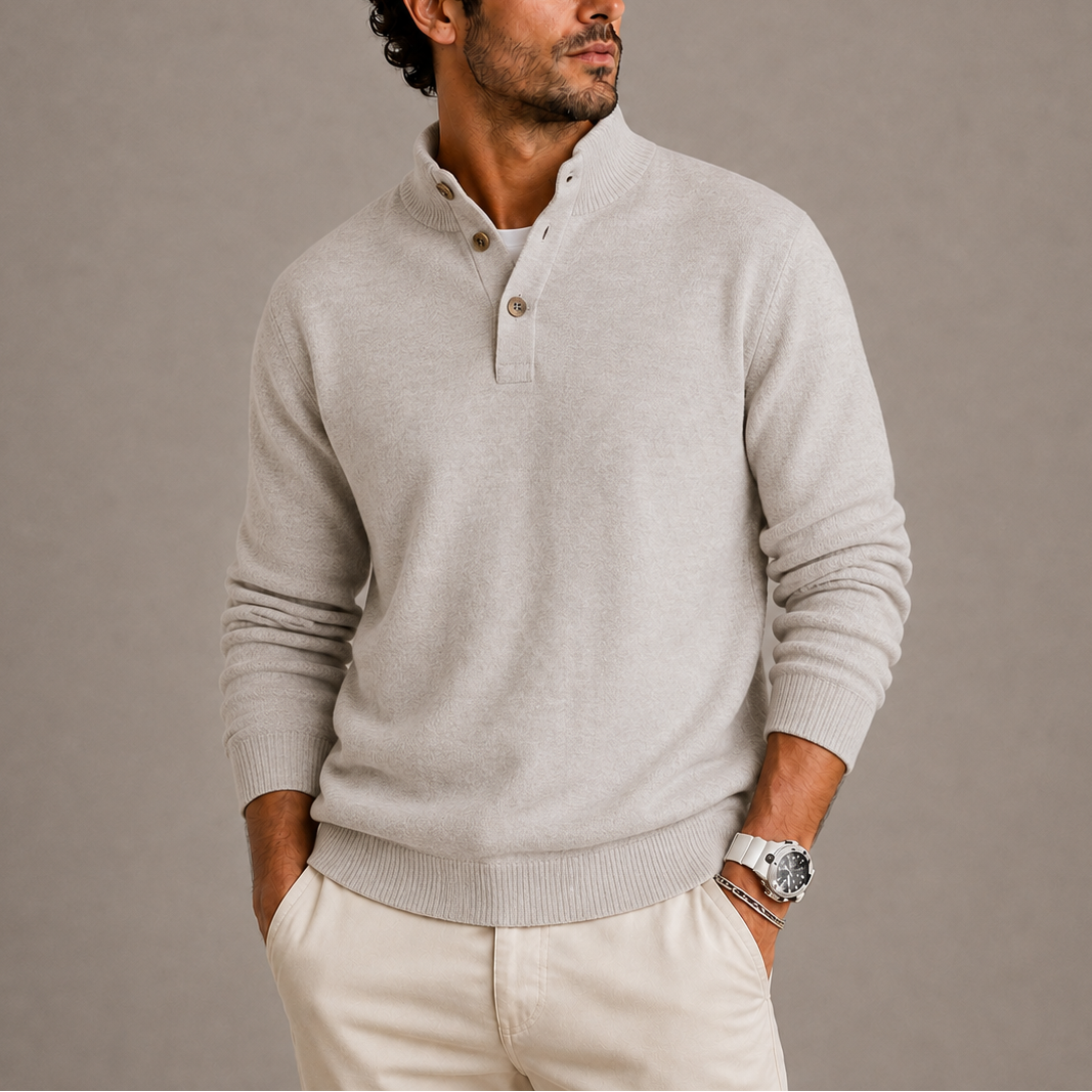 Men’s Long Sleeve Knit Polo Sweater