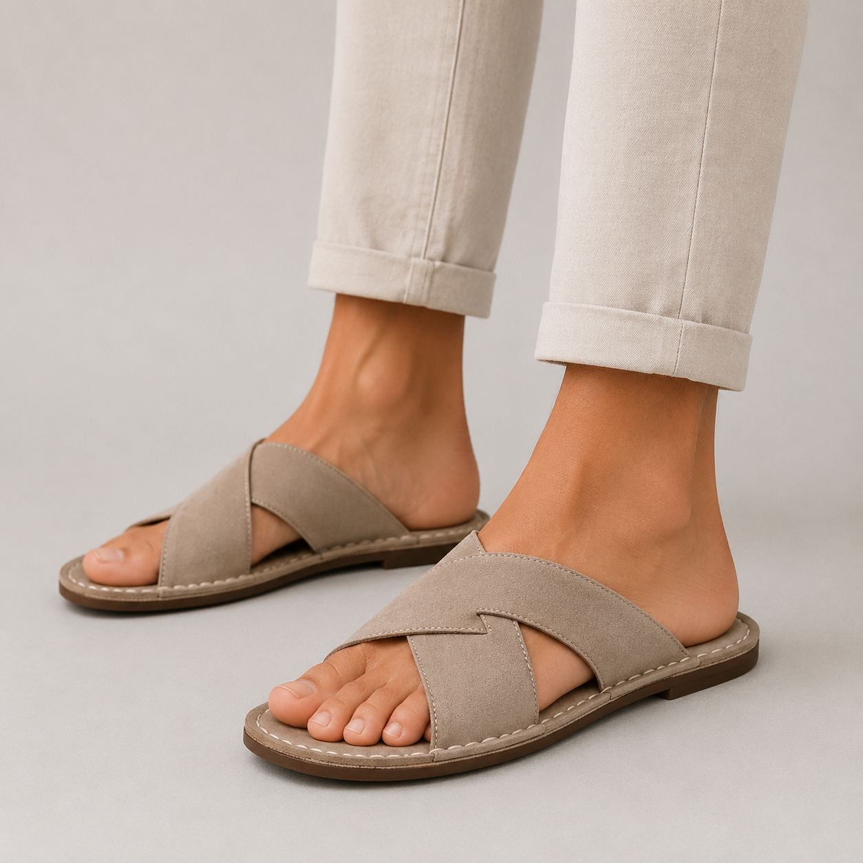 Men’s Suede Cross-Strap Sandals | Breathable Summer Comfort