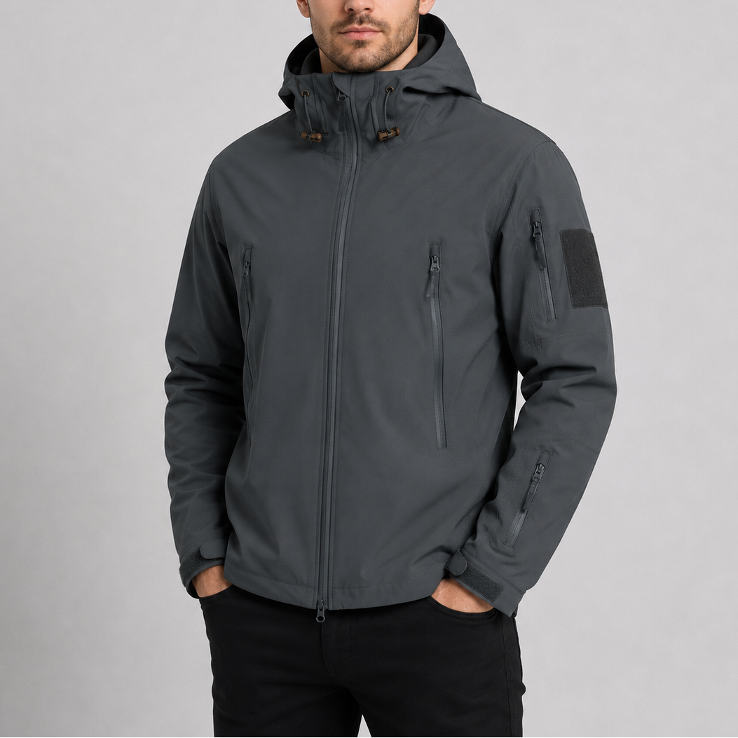 Men's Waterproof Tactical Jacket | Hooded Windproof Outdoor Softshell Coat
