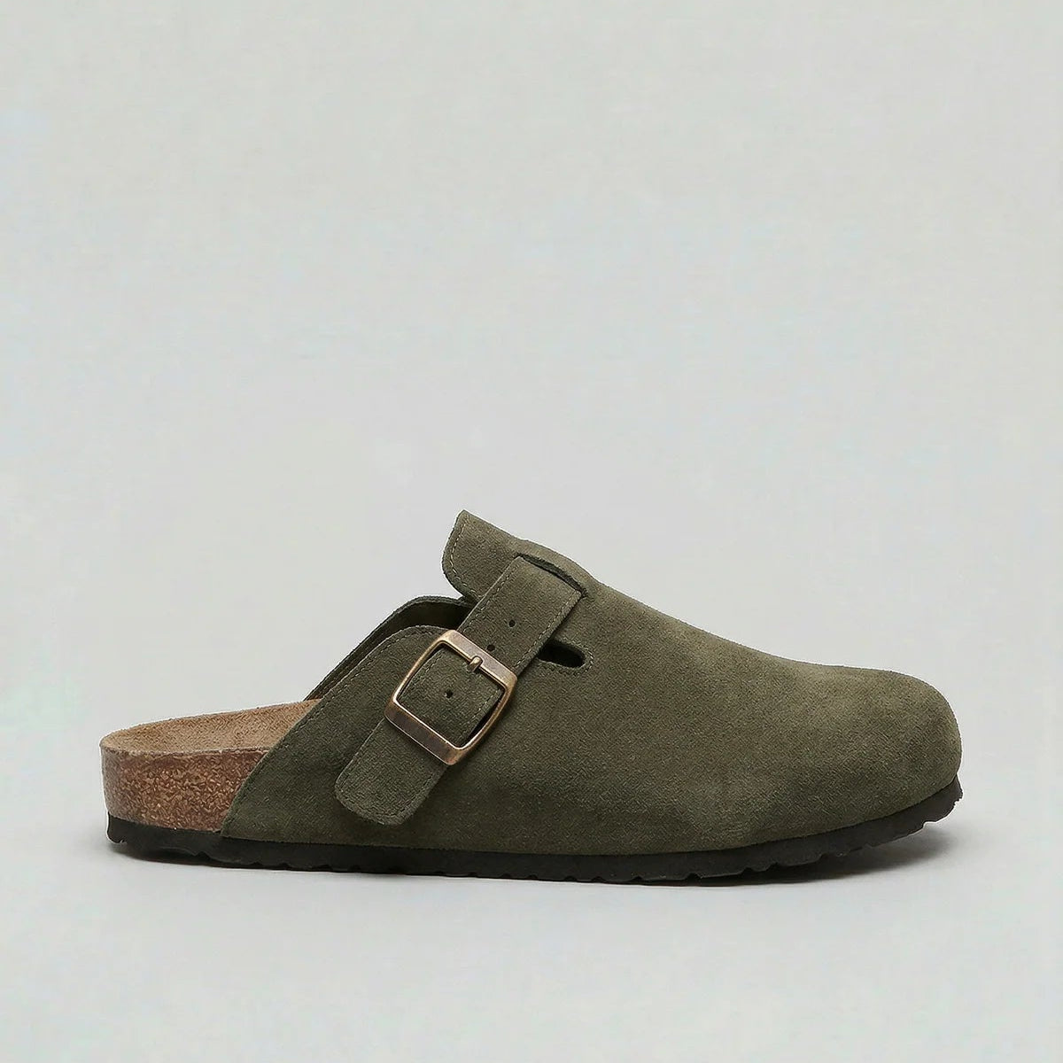 Men’s Suede Clogs – Adjustable Buckle Comfort Slip-On