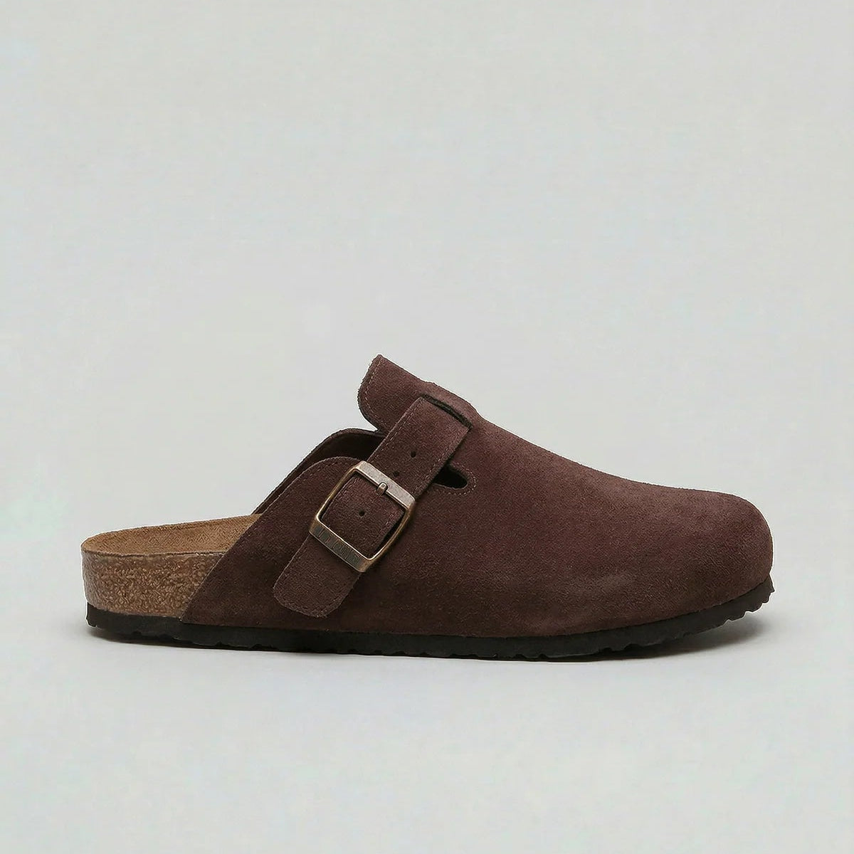 Men’s Suede Clogs – Adjustable Buckle Comfort Slip-On