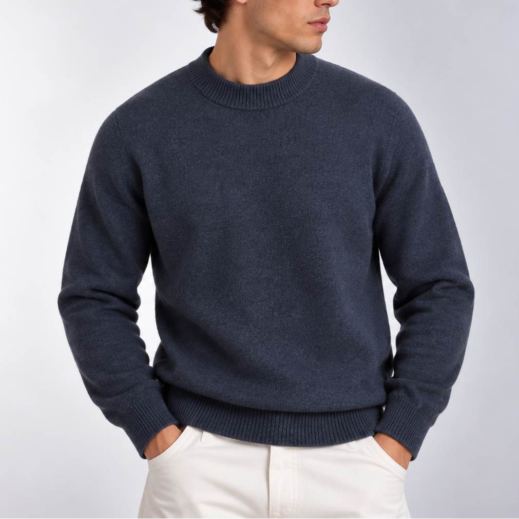 Men’s Mock Neck Knit Sweater – Classic Long Sleeve Jumper