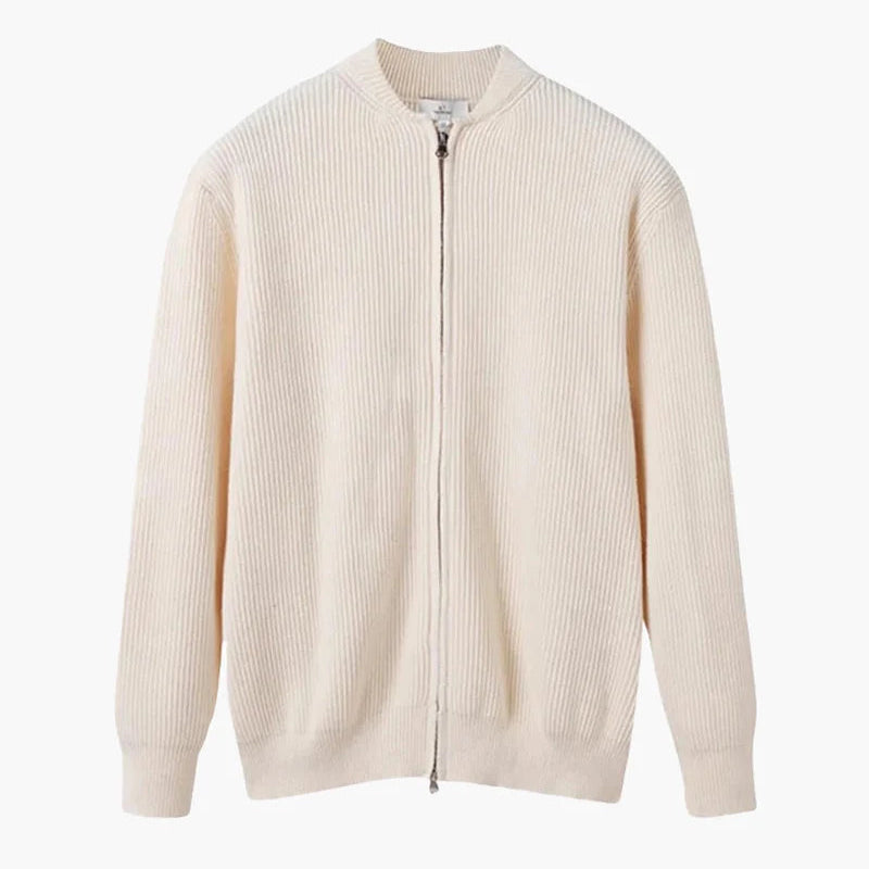 Men’s Ribbed Zip Cardigan – Full Zip Knitted Sweater