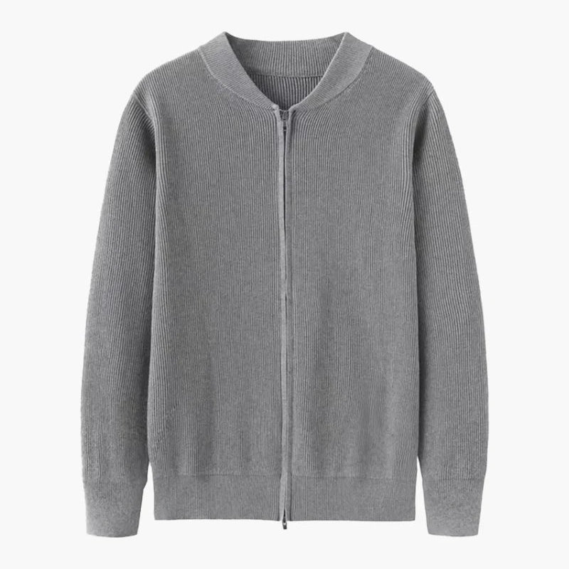 Men’s Ribbed Zip Cardigan – Full Zip Knitted Sweater