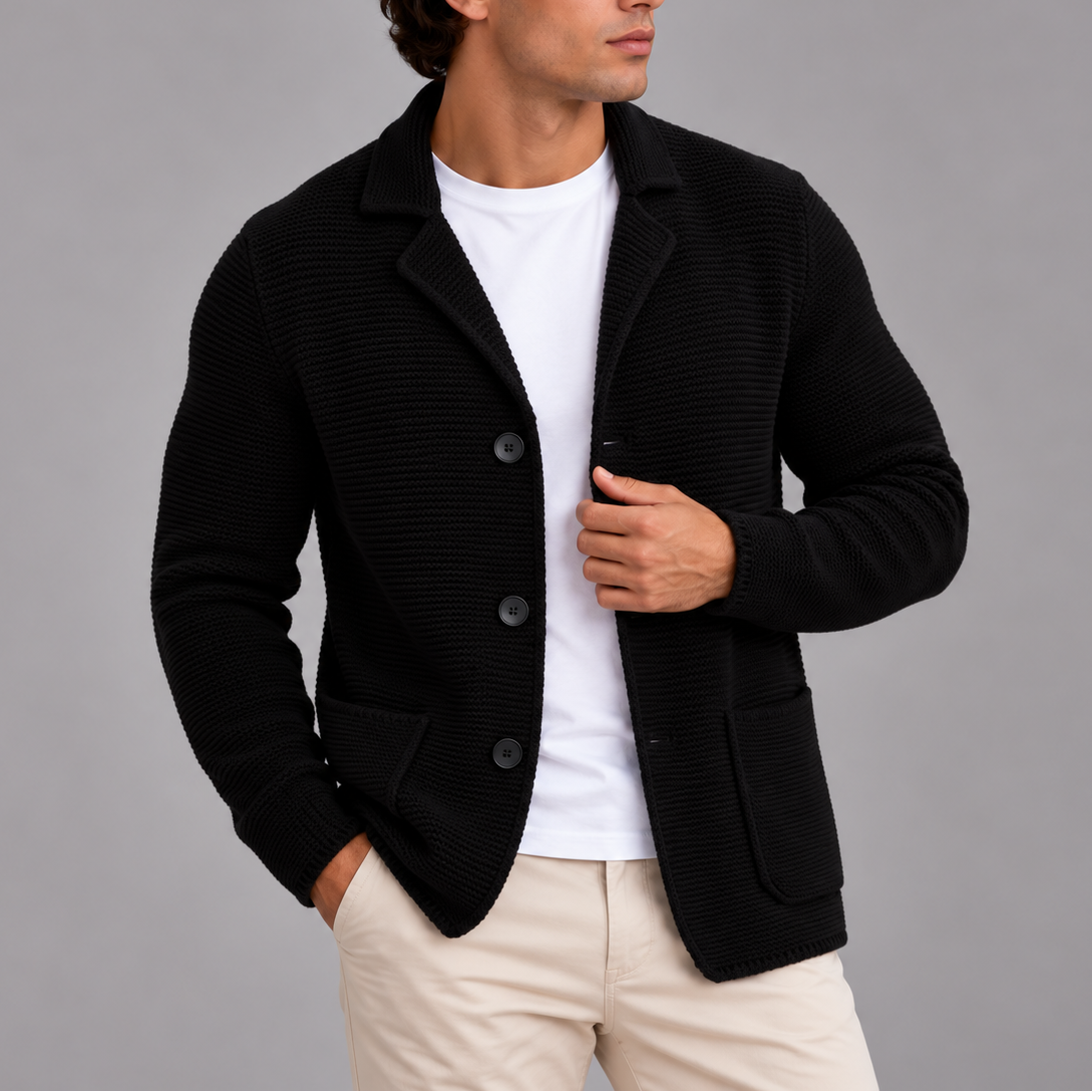 Men’s Knitted Blazer Cardigan | Button-Up Smart Casual Jacket