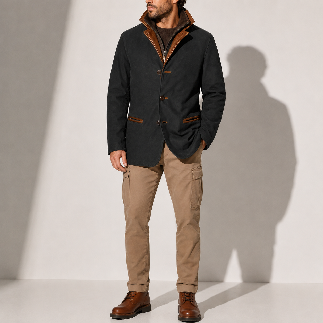 Men’s Winter Coat – Suede Stand Collar Smart Casual Jacket