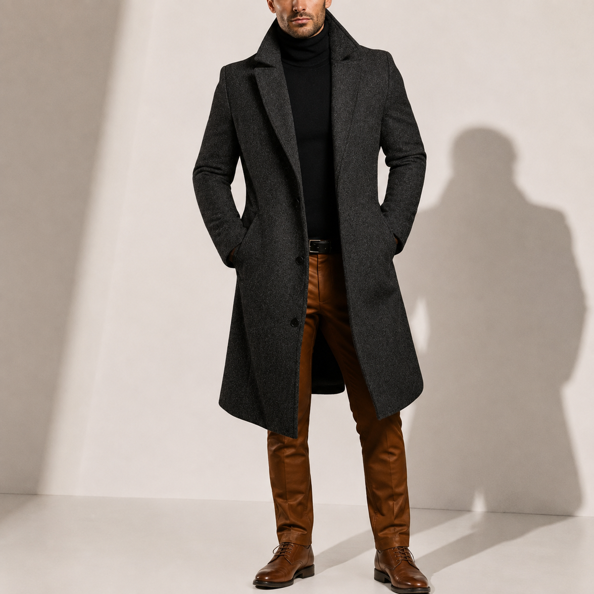 Men's Wool Blend Overcoat | Classic Long Winter Coat