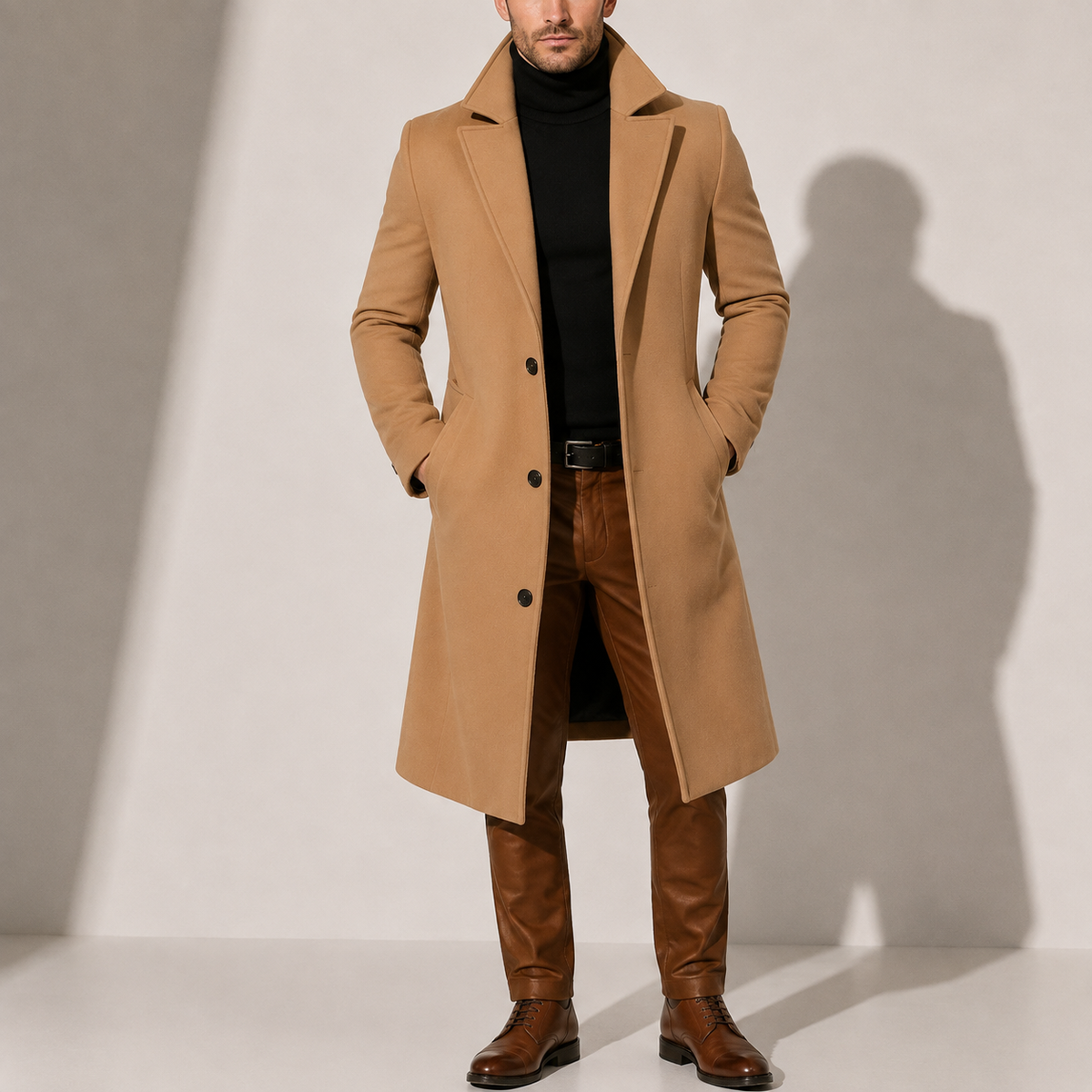 Men's Wool Blend Overcoat | Classic Long Winter Coat