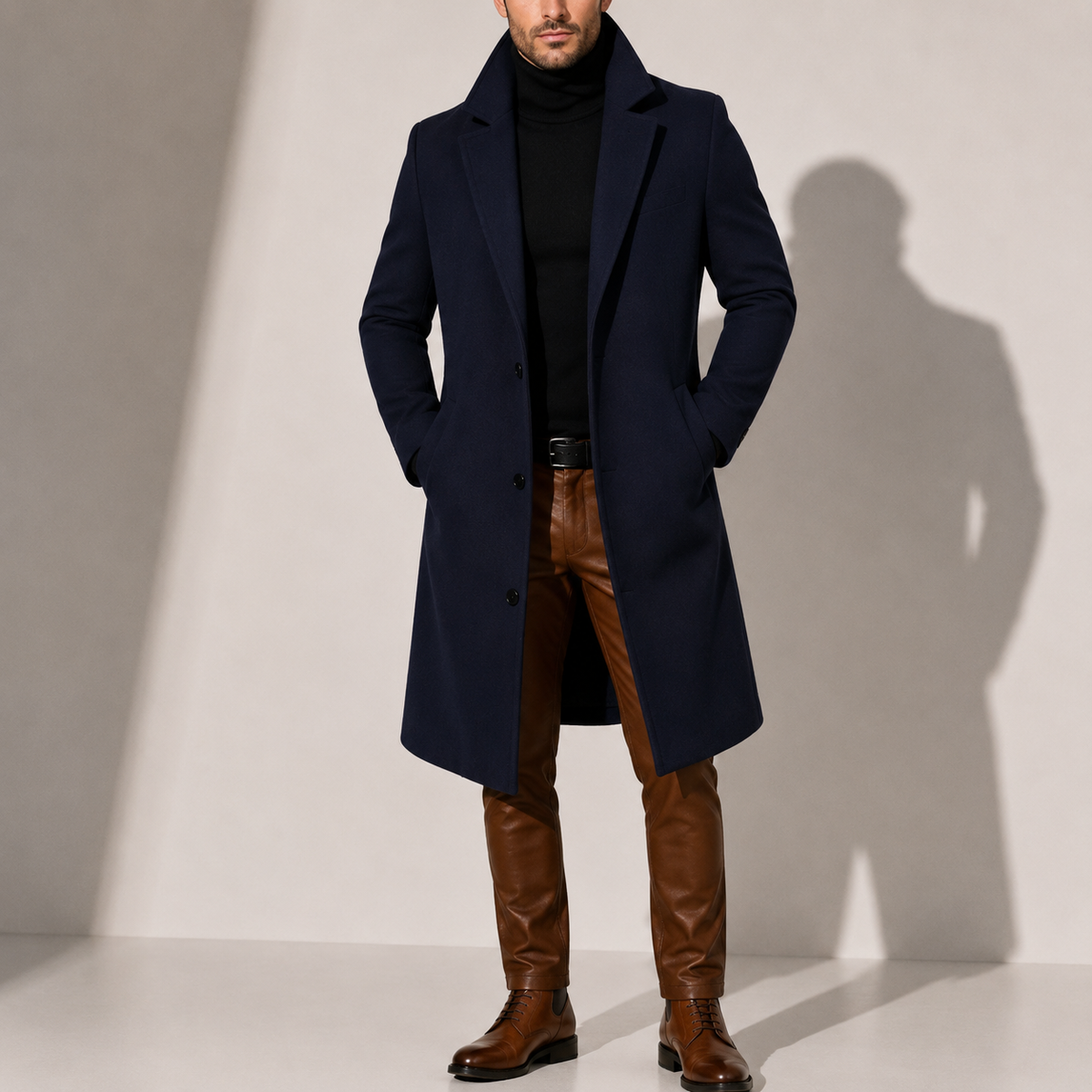 Men's Wool Blend Overcoat | Classic Long Winter Coat