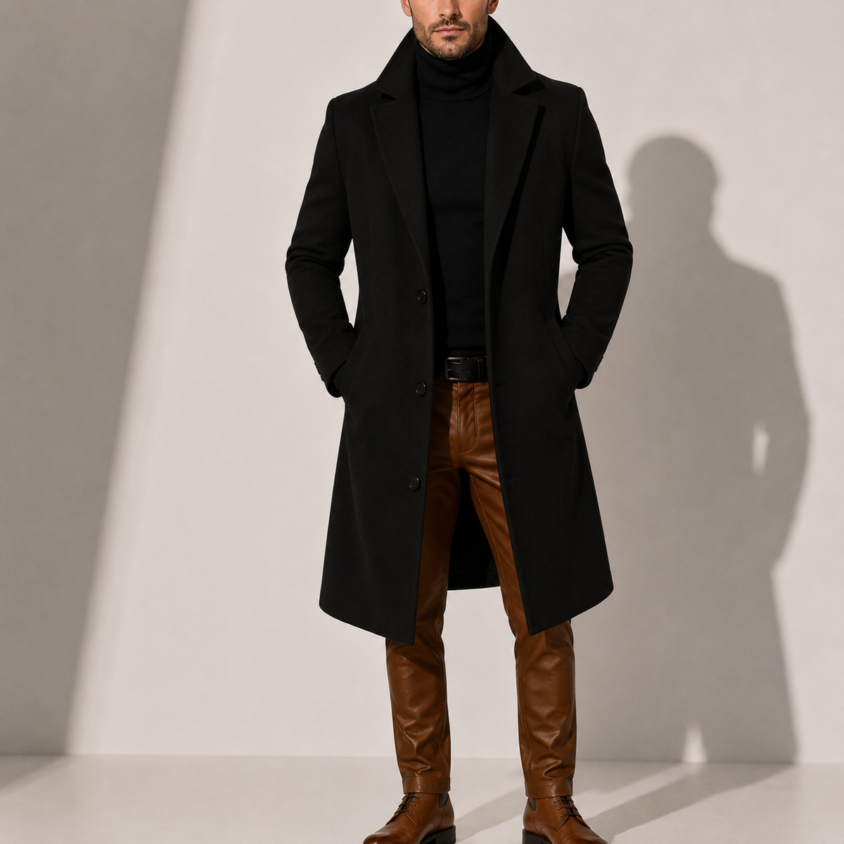Men's Wool Blend Overcoat | Classic Long Winter Coat