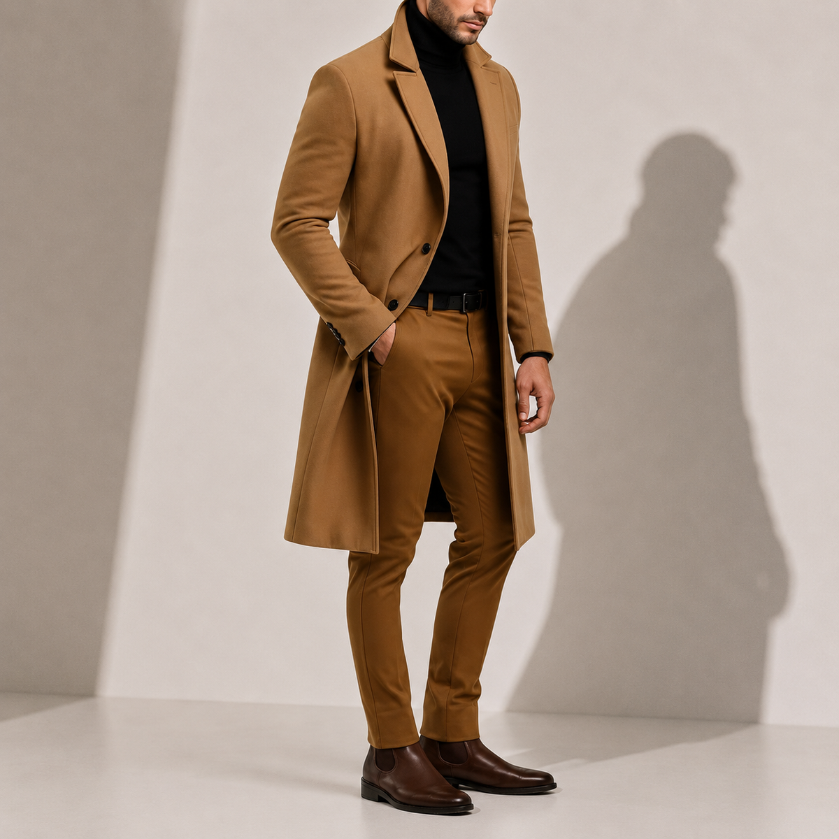 Men's Wool Blend Overcoat | Classic Long Winter Coat
