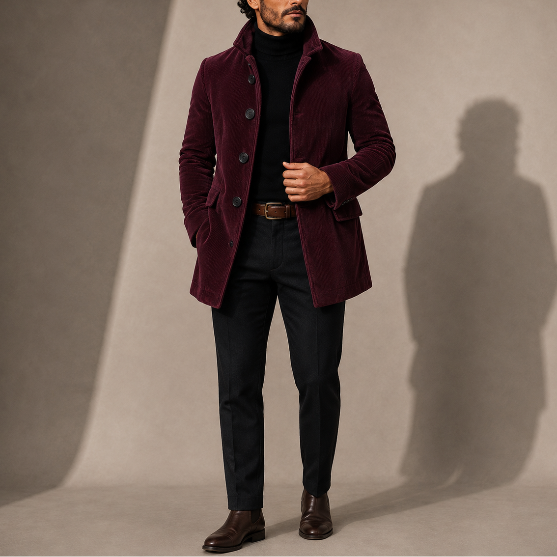 Men’s Stand Collar Coat – Tailored Winter Coat