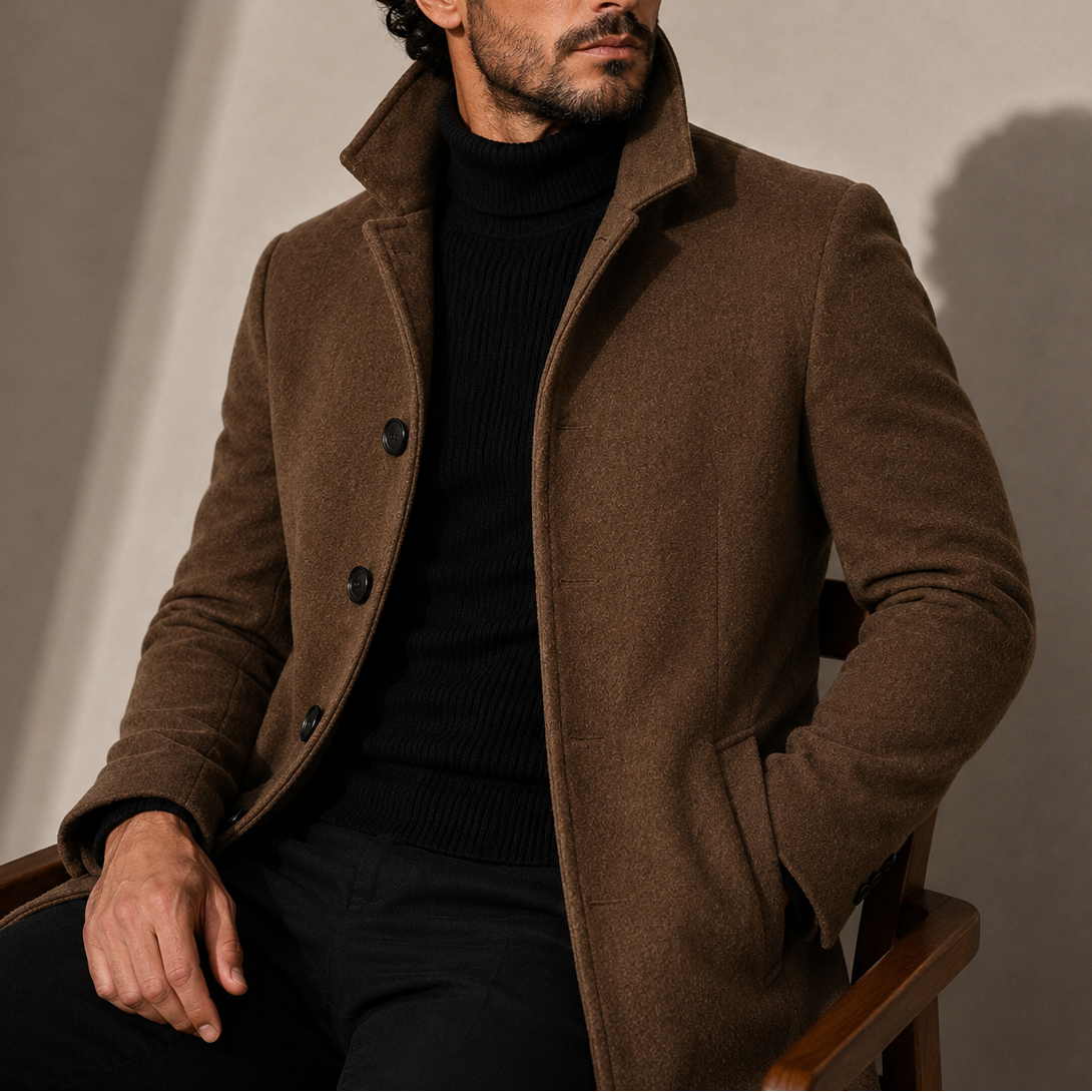 Men’s Stand Collar Coat – Tailored Winter Coat