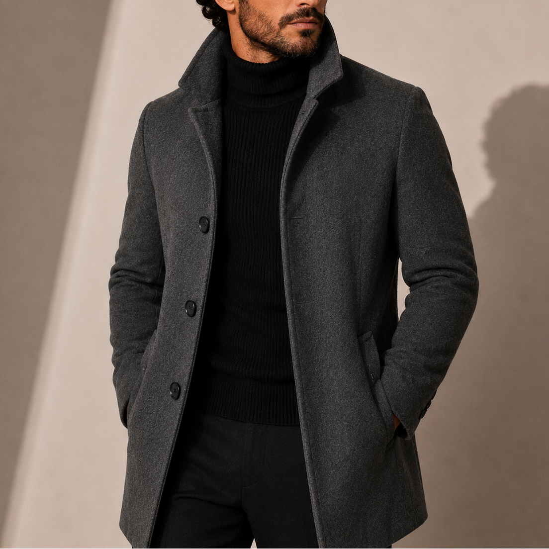 Men’s Stand Collar Coat – Tailored Winter Coat