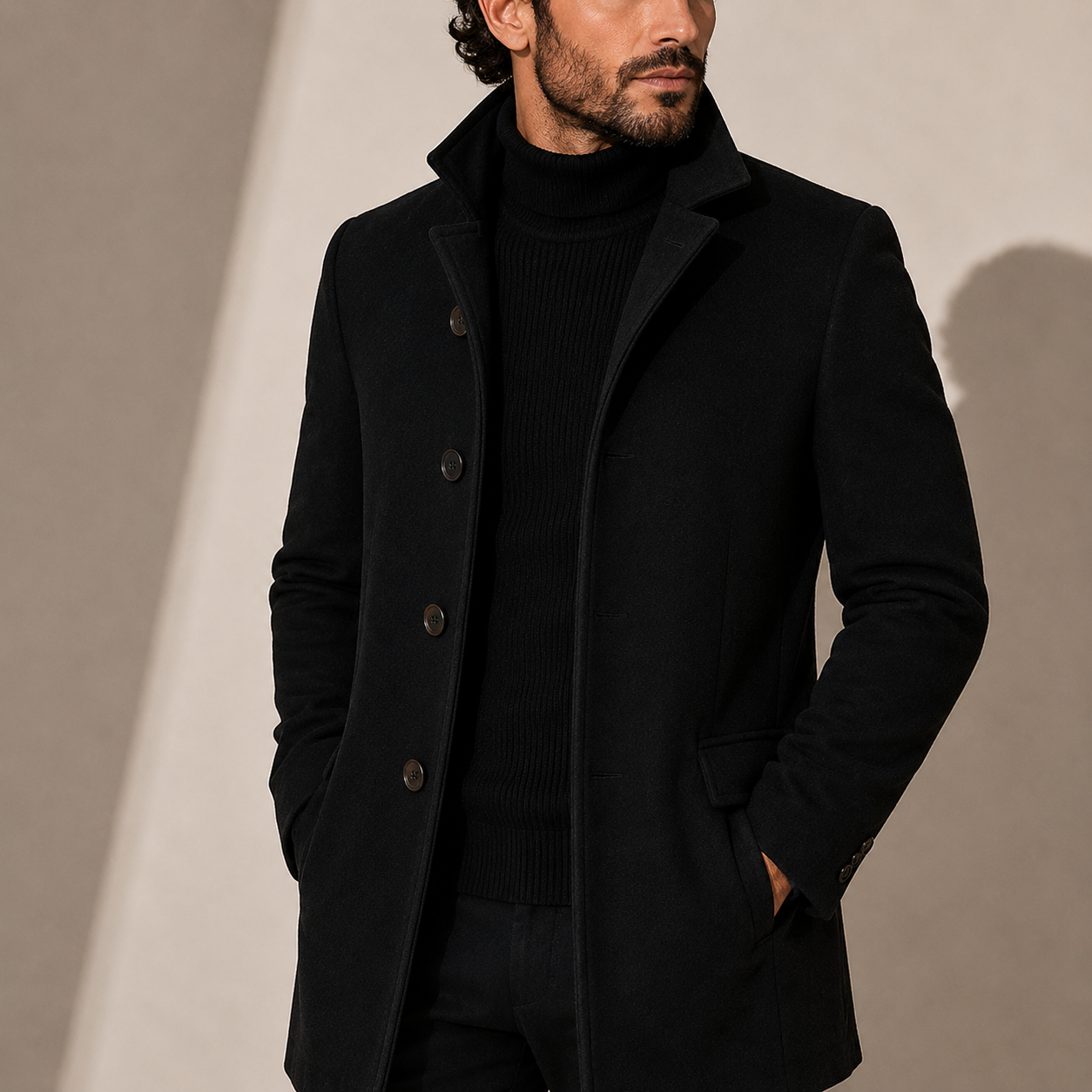 Men’s Stand Collar Coat – Tailored Winter Coat
