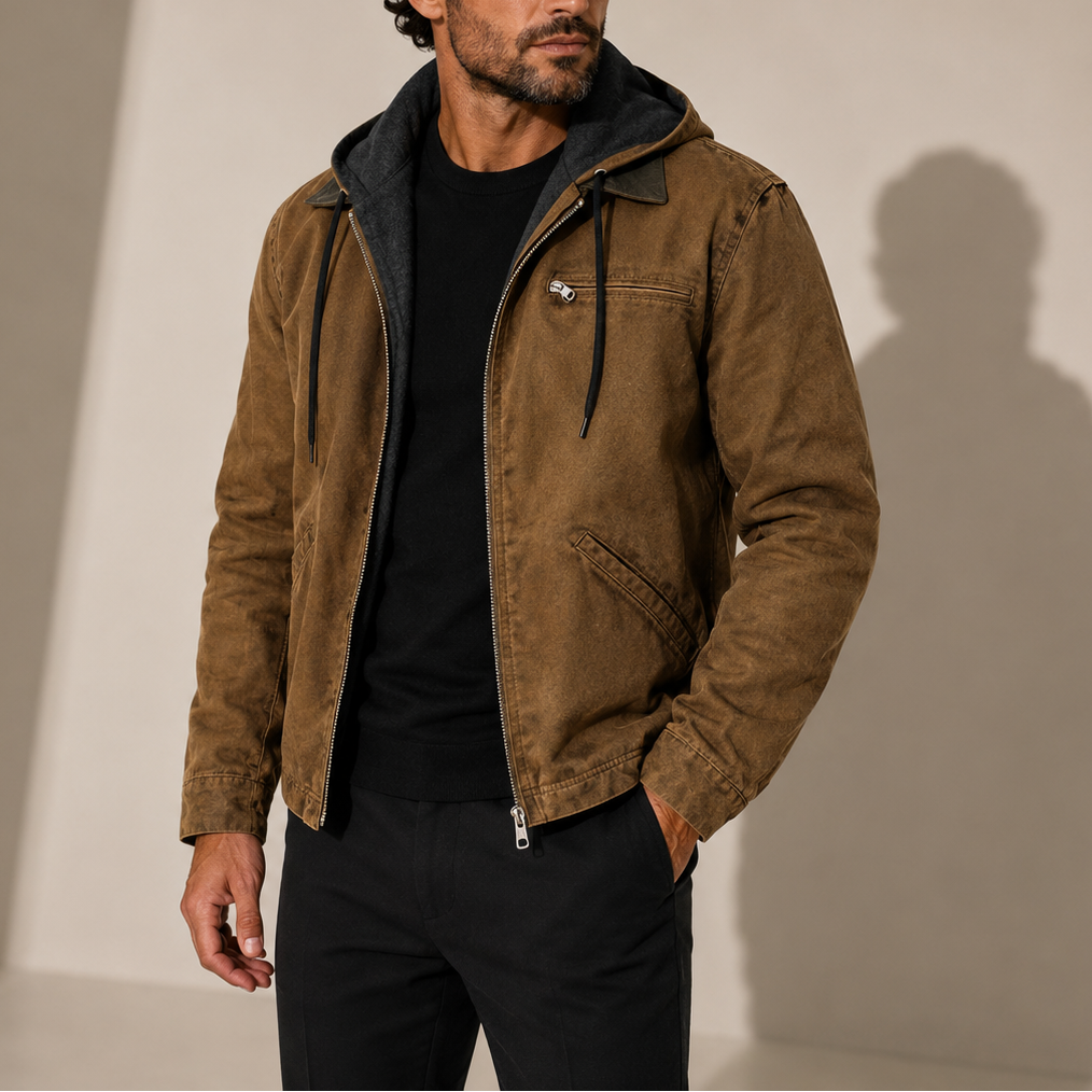 Men’s Hooded Jacket – Fleece Lined Casual Winter Zip Up Jacket