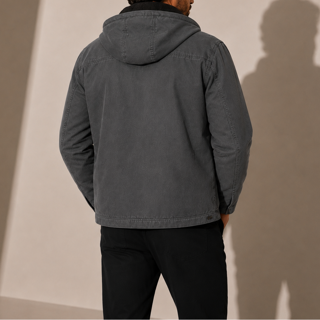 Men’s Hooded Jacket – Fleece Lined Casual Winter Zip Up Jacket