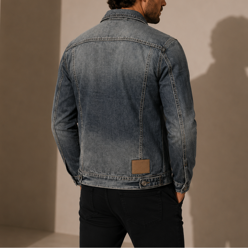 Men’s Vintage Denim Jacket – Retro Washed Casual Style