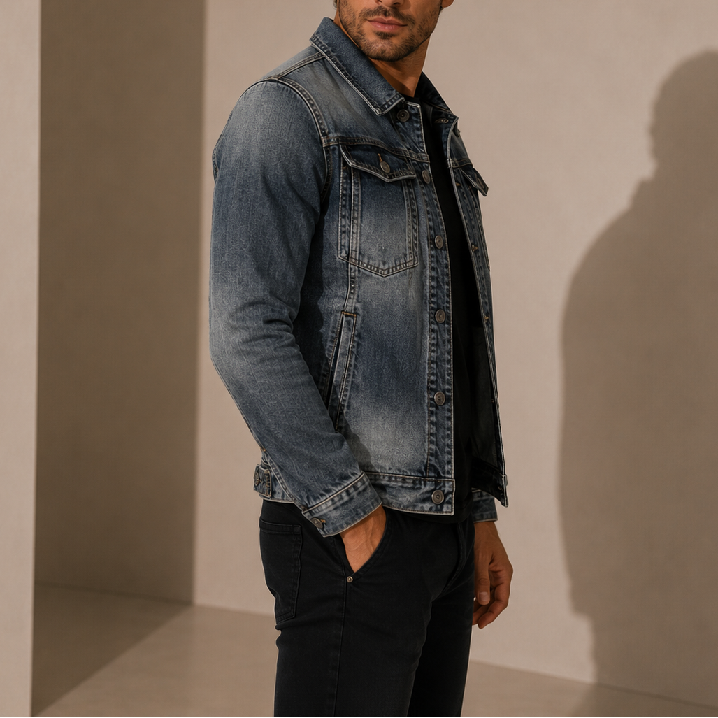 Men’s Vintage Denim Jacket – Retro Washed Casual Style