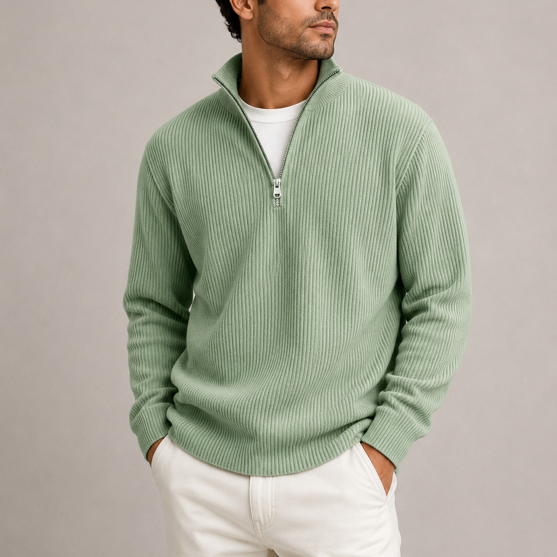 Men’s Ribbed Quarter-Zip Sweater | Smart Casual Knit Jumper