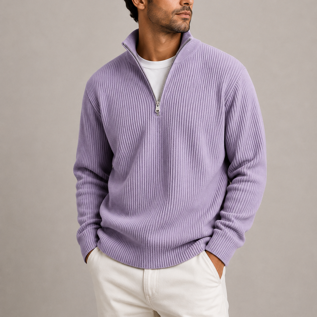 Men’s Ribbed Quarter-Zip Sweater | Smart Casual Knit Jumper