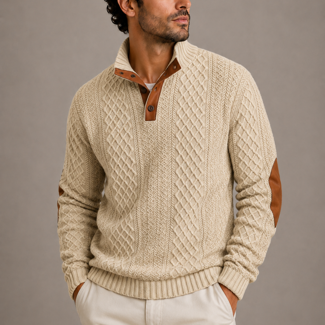Men’s Jacquard Crew Neck Knit Sweater