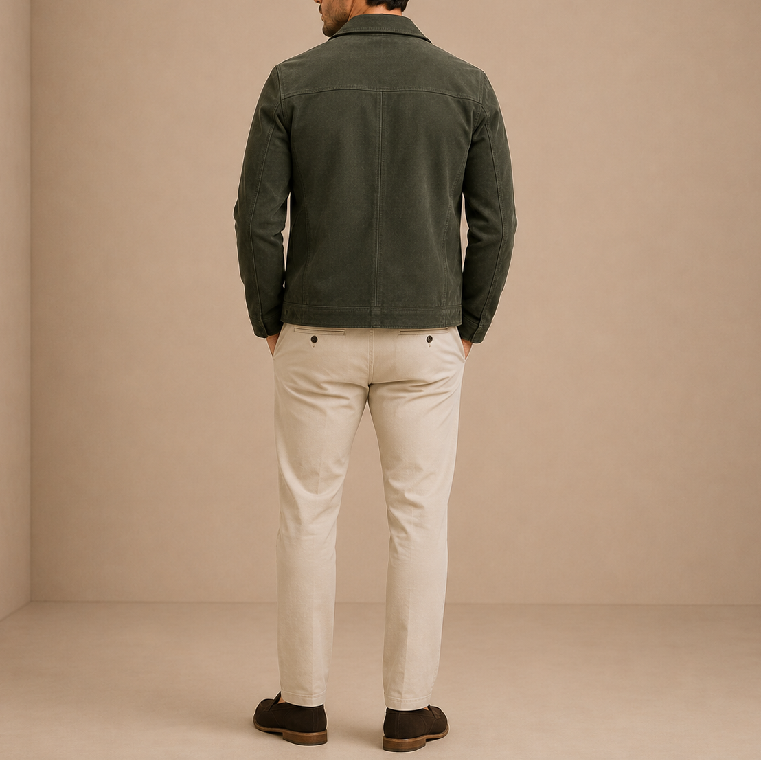 Men’s Suede Jacket – Vintage Zip-Up Casual Style