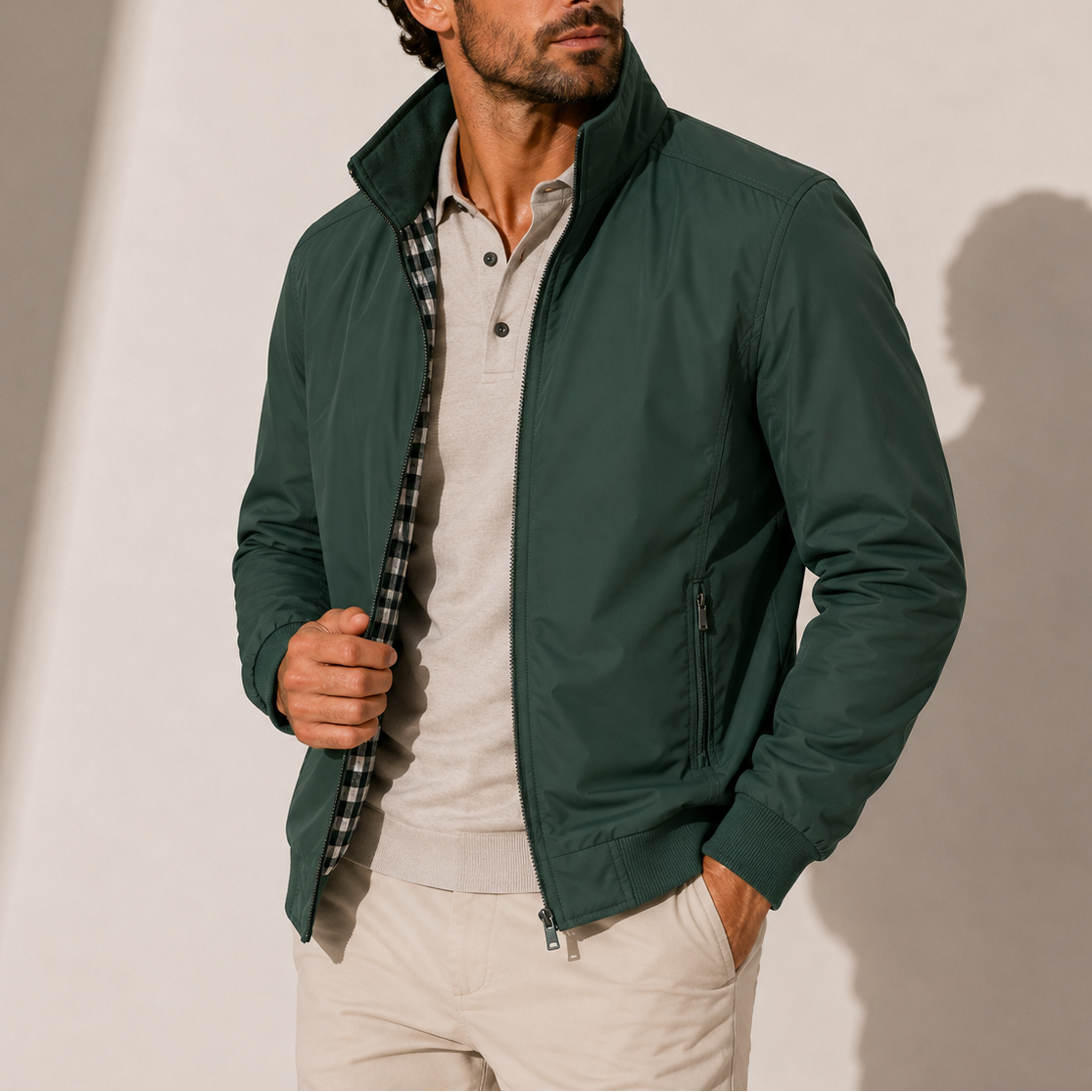 Men’s Bomber Jacket – Stand Collar Lightweight Casual Zip-Up
