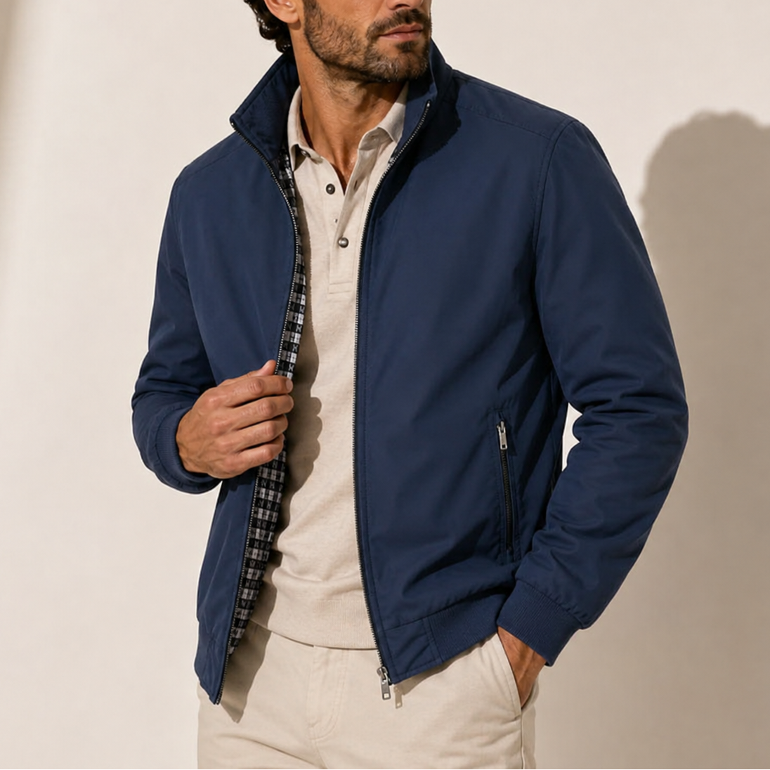 Men’s Bomber Jacket – Stand Collar Lightweight Casual Zip-Up