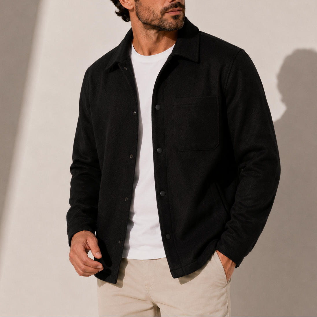 Men’s Cotton Jacket – Casual Button-Up Overshirt