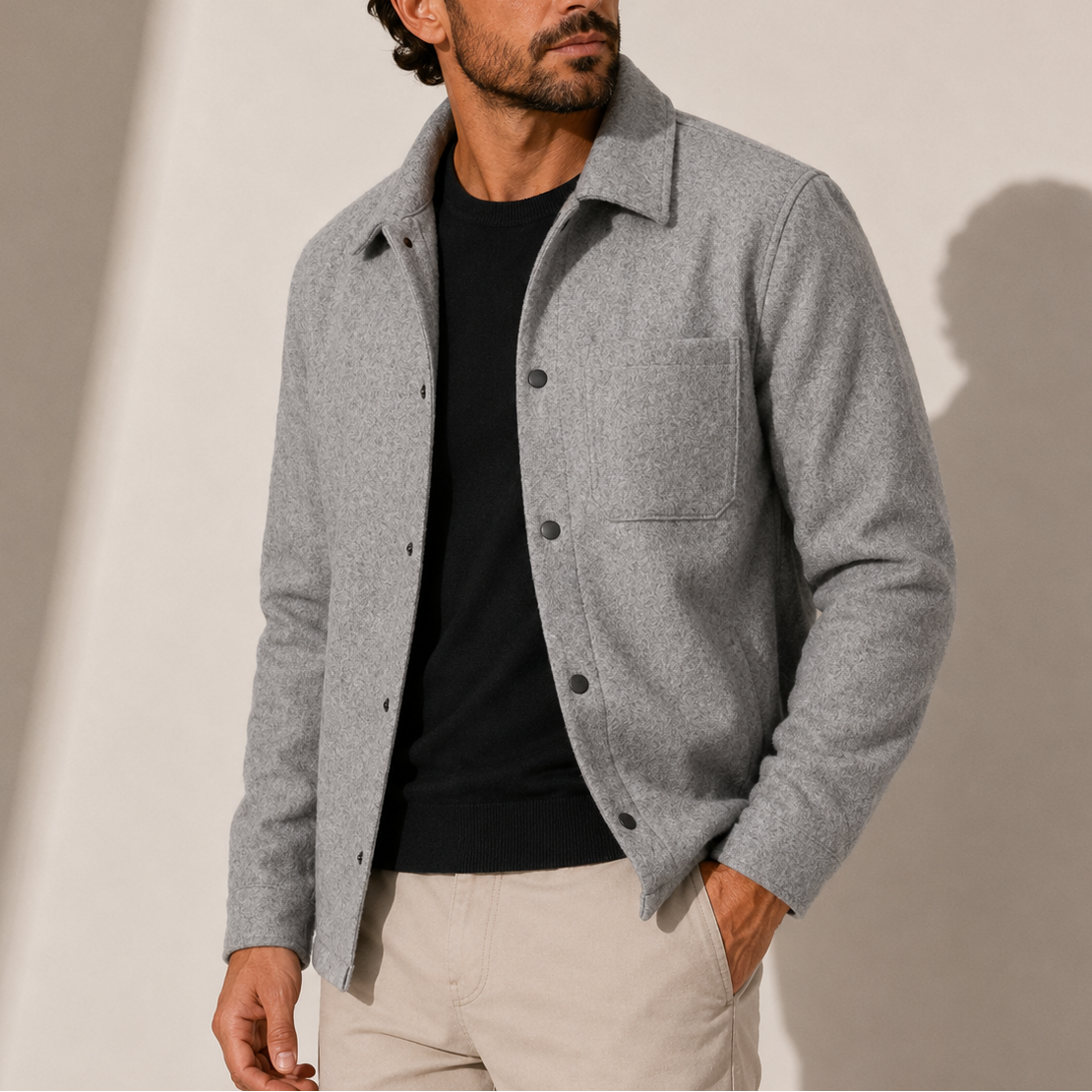 Men’s Cotton Jacket – Casual Button-Up Overshirt