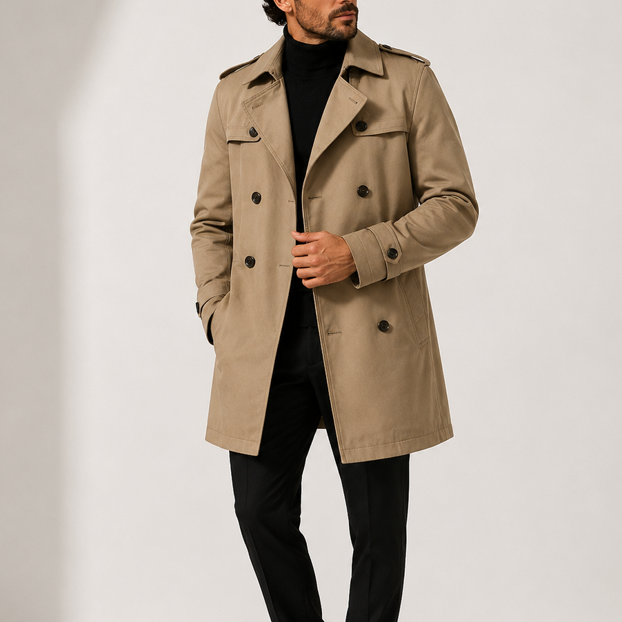 Men’s Trench Coat Jacket – Double-Breasted Smart Casual Style
