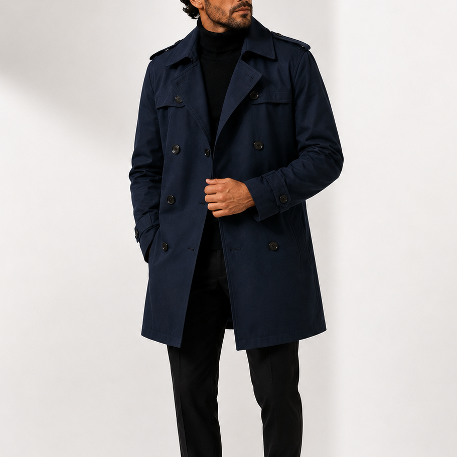 Men’s Trench Coat Jacket – Double-Breasted Smart Casual Style