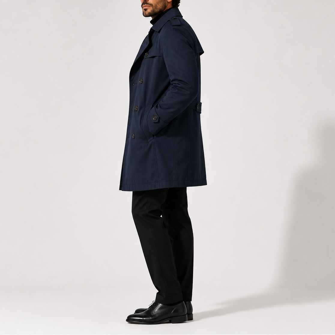 Men’s Trench Coat Jacket – Double-Breasted Smart Casual Style