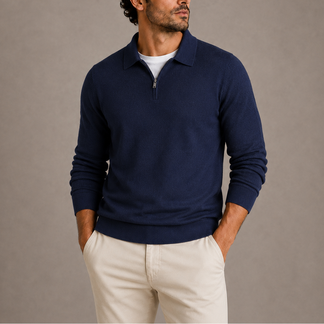 Men’s Quarter-Zip Polo Knit Sweater