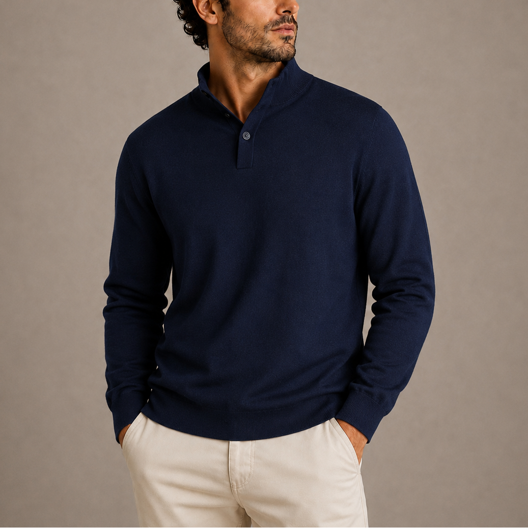 Men’s Long Sleeve Knit Polo Sweater