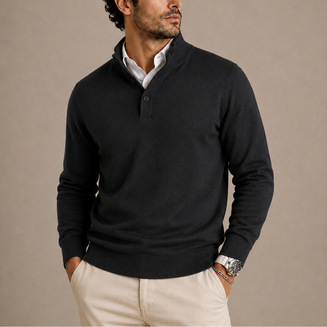 Men’s Long Sleeve Knit Polo Sweater