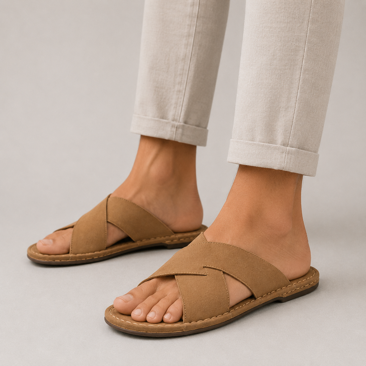 Men’s Suede Cross-Strap Sandals | Breathable Summer Comfort
