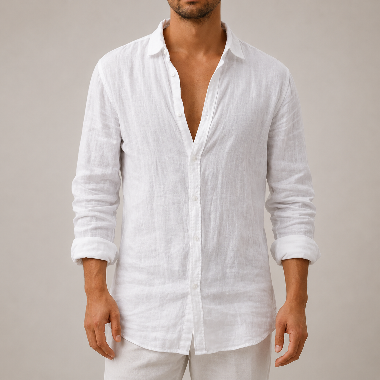 Men’s Linen Button Down Shirt | Lightweight Regular Fit Casual Shirt