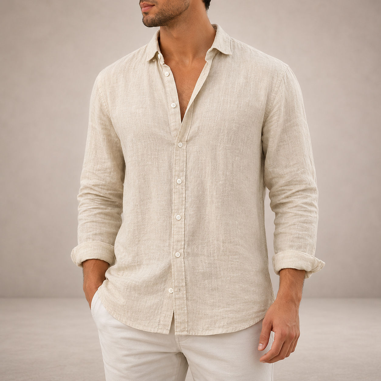 Men’s Linen Button Down Shirt | Lightweight Regular Fit Casual Shirt