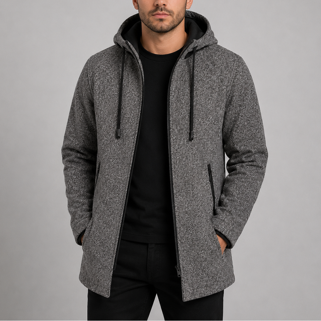 Men's Casual Long Coat | Hooded Zip-Up Outdoor Jacket
