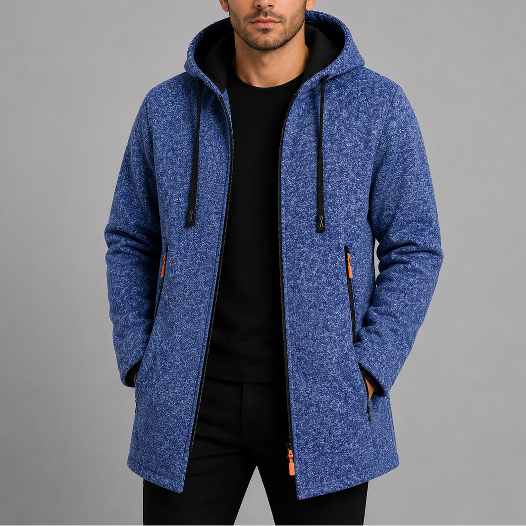 Men's Casual Long Coat | Hooded Zip-Up Outdoor Jacket