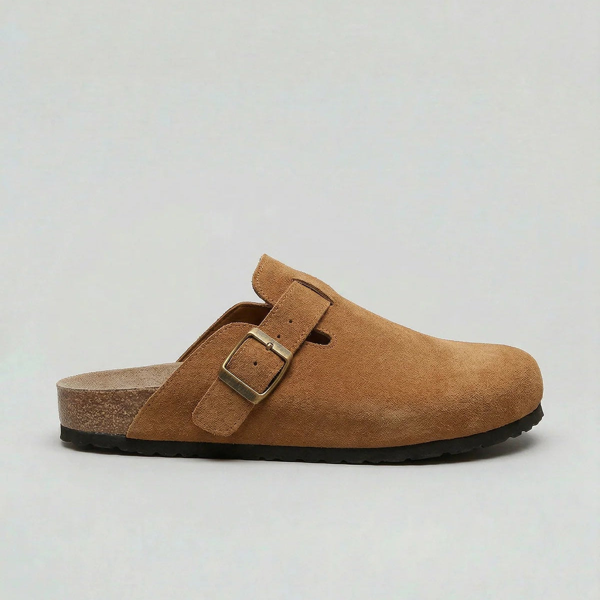 Men’s Suede Clogs – Adjustable Buckle Comfort Slip-On