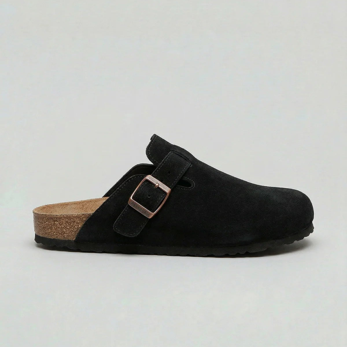 Men’s Suede Clogs – Adjustable Buckle Comfort Slip-On